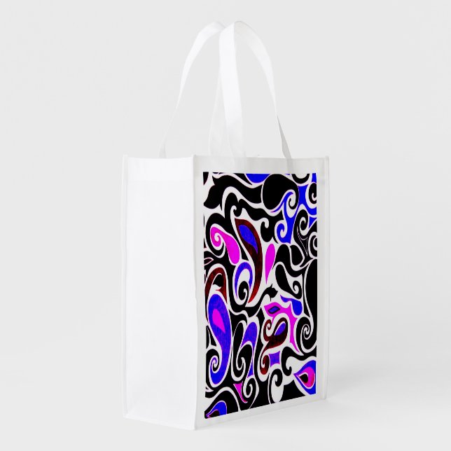 Wacky Retro Swirl Reusable Grocery Bag (Back Side)