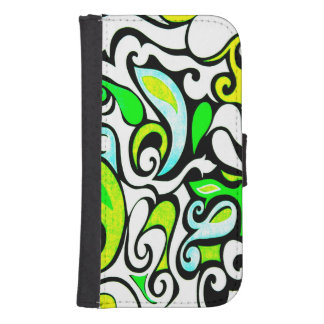 Wacky Retro Swirl Galaxy S4 Wallet Case