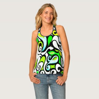 Wacky Retro Swirl Watercolor Doodle Tank Top