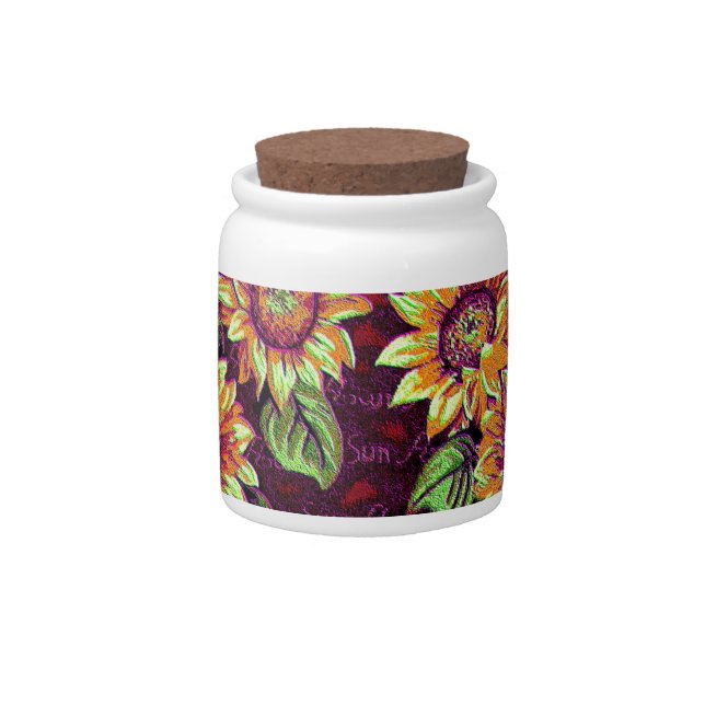 Wacky Sunflowers Candy Jar (Front)