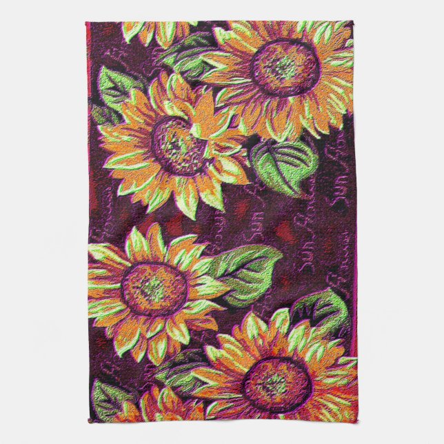 Wacky Sunflowers Kitchen Towel (Vertical)