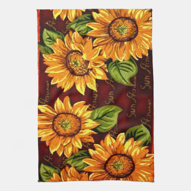 Wacky Sunflowers Kitchen Towel (Vertical)