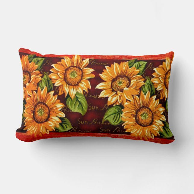Wacky Sunflowers Lumbar Pillow (Front)