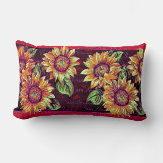 Wacky Sunflowers Lumbar Pillow