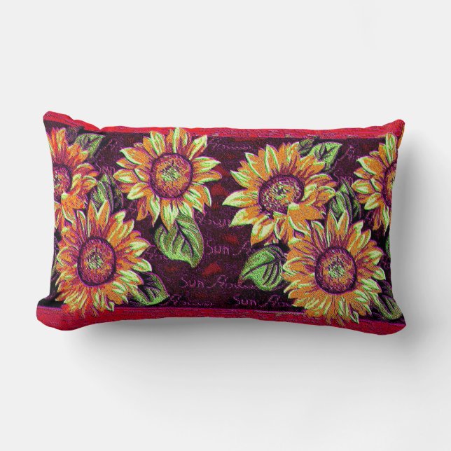 Wacky Sunflowers Lumbar Pillow (Front)