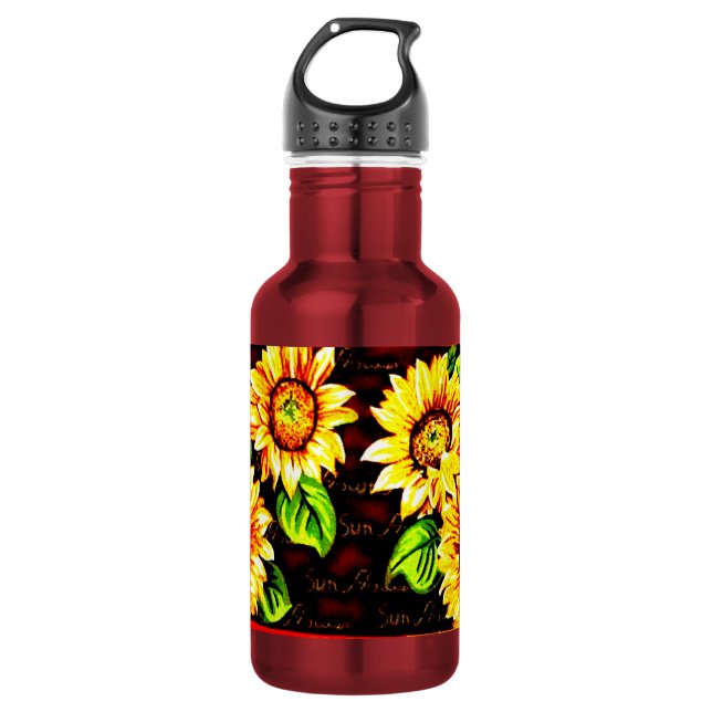 Wacky Sunflowers Stainless Steel Water Bottle (Front)