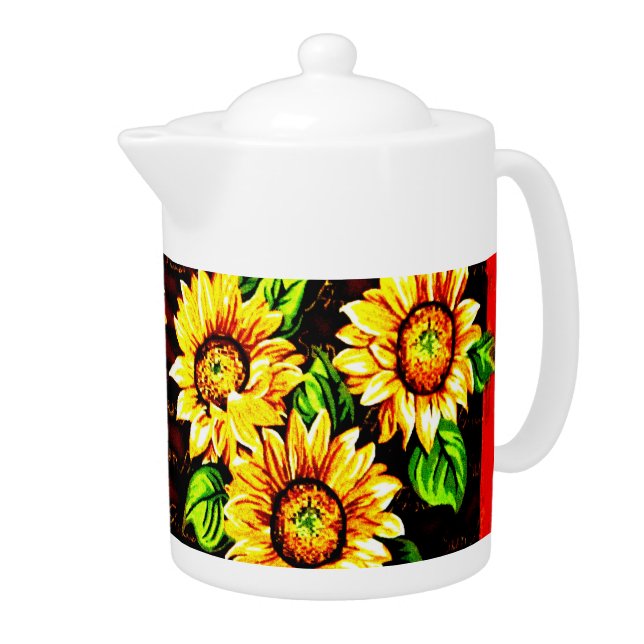 Wacky Sunflowers Teapot (Right)