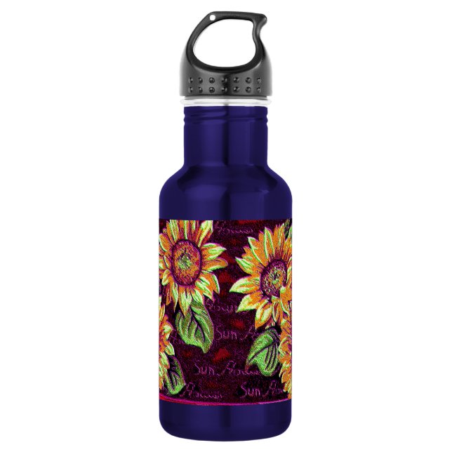 Wacky Sunflowers Water Bottle (Front)