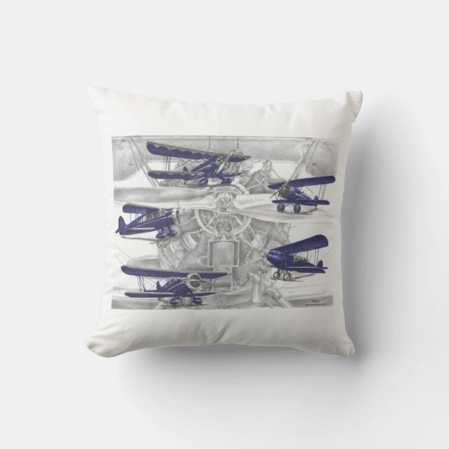 Waco Biplane Throw Pillow (Front)