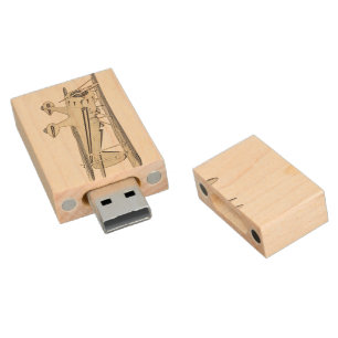 Waco Biplane Wood USB Flash Drive
