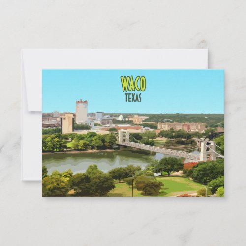 Waco Texas Brazos River Downtown Vintage Flat Card