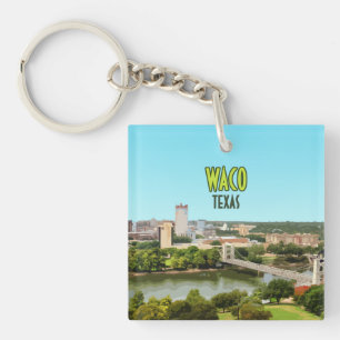 Waco Texas Brazos River Downtown Vintage Keychain
