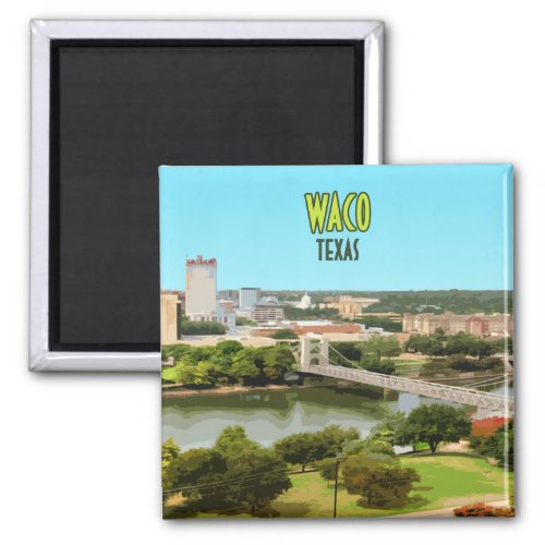 Waco Texas Brazos River Downtown Vintage Magnet