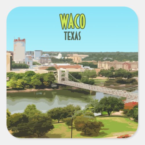 Waco Texas Brazos River Downtown Vintage Square Sticker