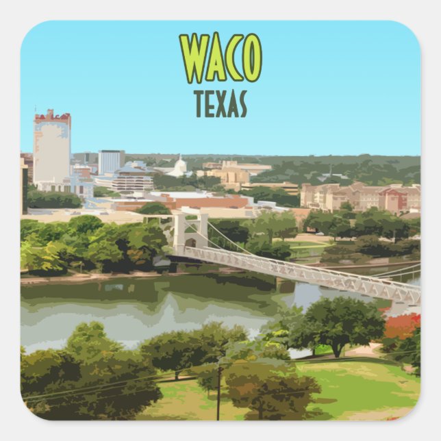 Waco Texas Brazos River Downtown Vintage Square Sticker (Front)