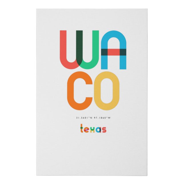 Waco Texas Mid Century, Pop Art, Faux Canvas Print (Front)