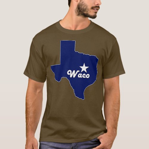 Waco Texas Navy Blue Lone State Map Texan T_Shirt
