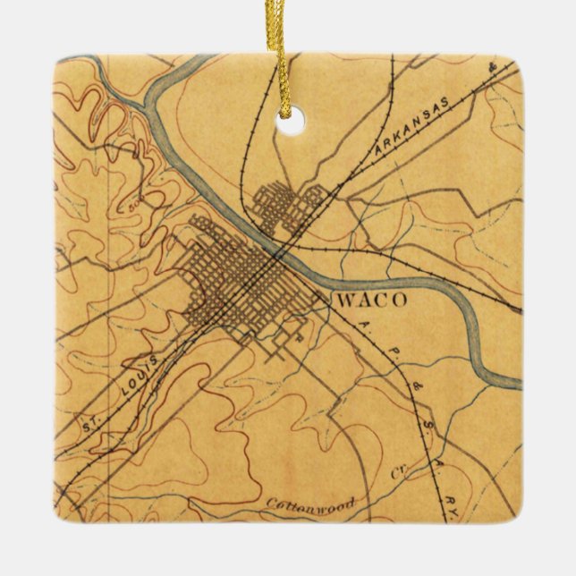 Waco Texas Vintage Map 1892 Ceramic Ornament (Front)
