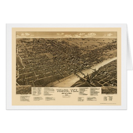Waco, TX Panoramic Map - 1886 Cards (Front Horizontal)