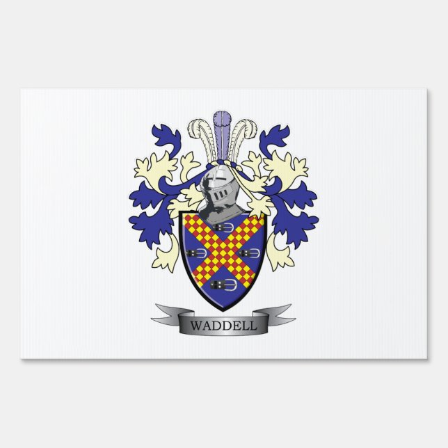 Waddell Family Crest Coat of Arms Yard Sign (Front)