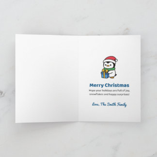 Waddle Into Christmas Personalized Penguin Card