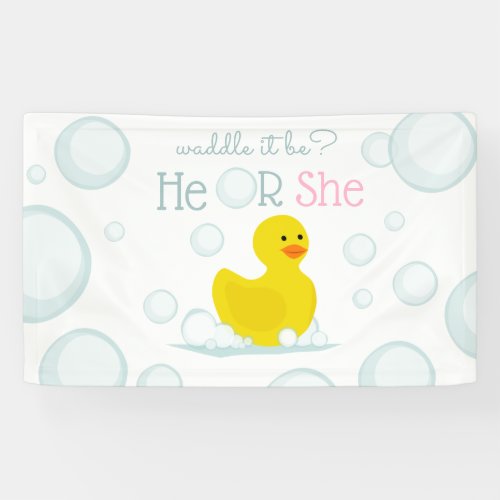 Waddle It Be Duck Gender Pink Blue Horizontal Banner