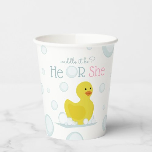 Waddle It Be He Or She Rubber Duck Gender Reveal Paper Cups