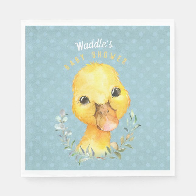 Waddle McQuackers Cute Duck Baby Shower Napkins (Front)