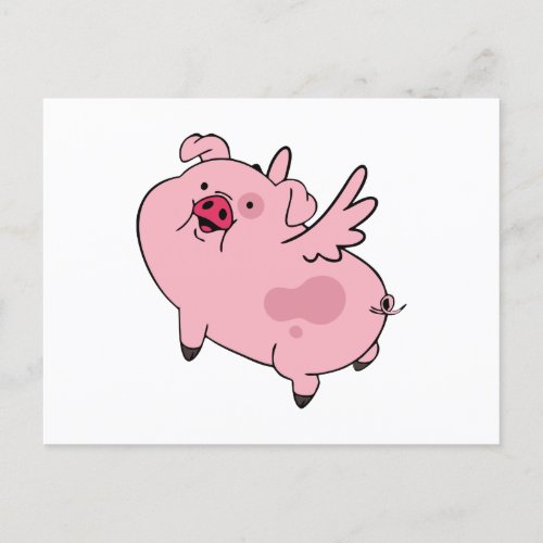 Waddles Gravity Falls Flying Holiday Postcard