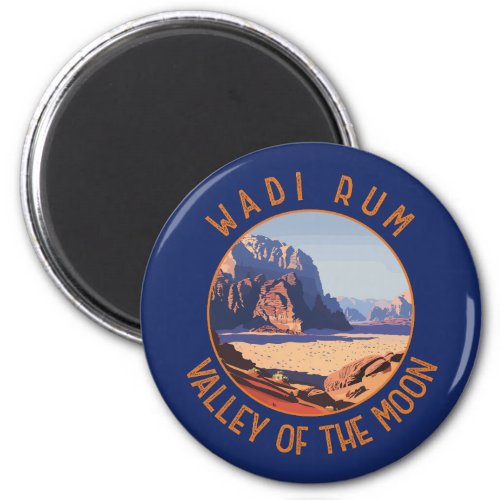 Wadi Rum Jordan Retro Distressed Circle Magnet