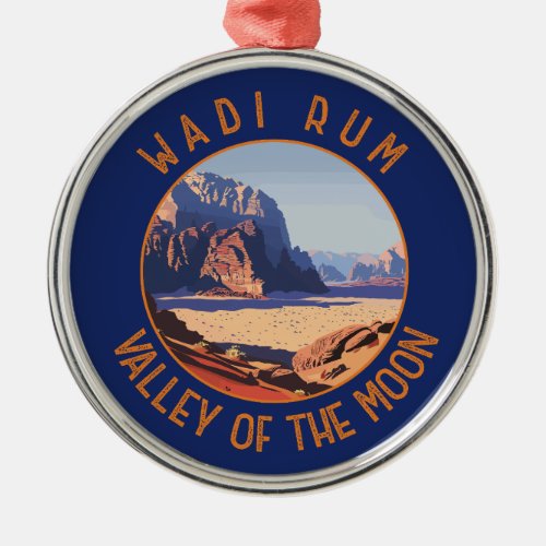 Wadi Rum Jordan Retro Distressed Circle Metal Ornament
