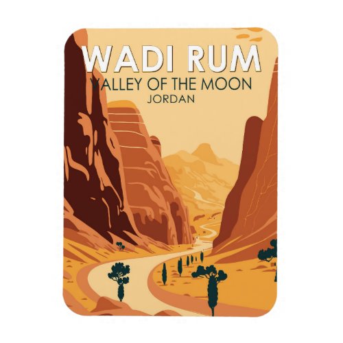 Wadi Rum Jordan Travel Art Vintage Magnet