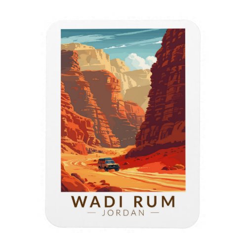 Wadi Rum Jordan Travel Art Vintage Magnet