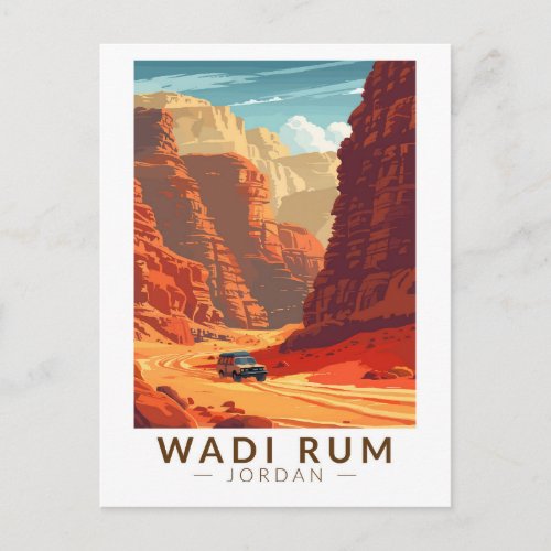 Wadi Rum Jordan Travel Art Vintage Postcard