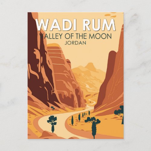 Wadi Rum Jordan Travel Art Vintage Postcard
