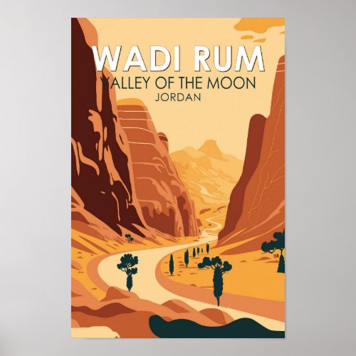 Wadi Rum Jordan Travel Art Vintage Poster