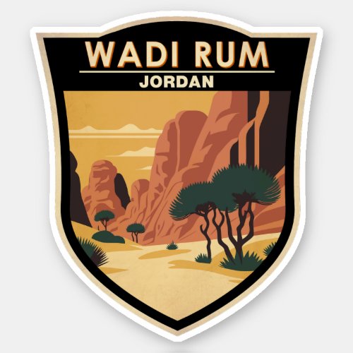 Wadi Rum Jordan Travel Art Vintage Sticker