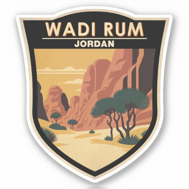 Wadi Rum Jordan Travel Art Vintage Sticker (Front)