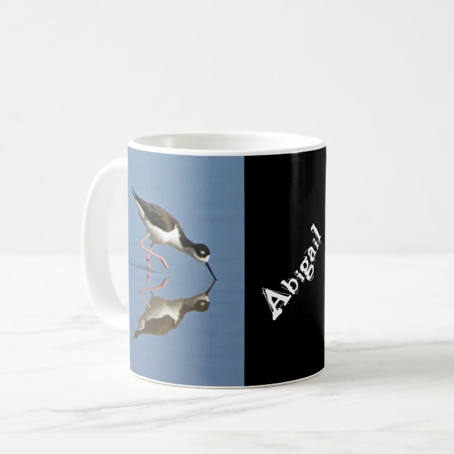 Wading Bird Calm Water Reflection Photo Coastal Coffee Mug (Front Left)