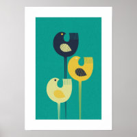 Wading Birds - mid century modern / minimalist Poster