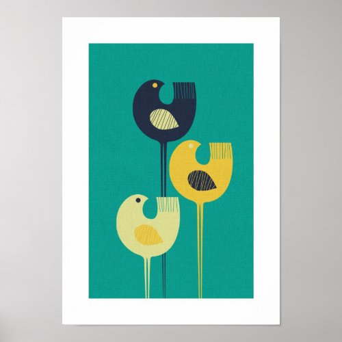 Wading Birds _ mid century modern  minimalist Poster