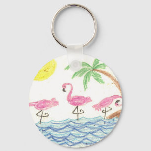 Wading Flamingos Keychain