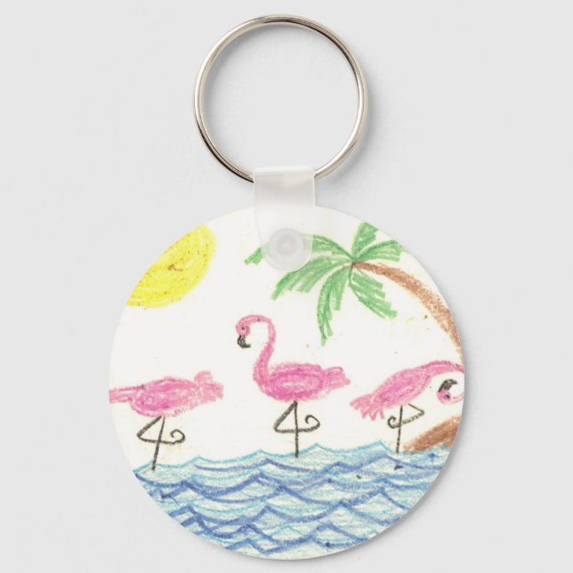 Wading Flamingos Keychain (Front)