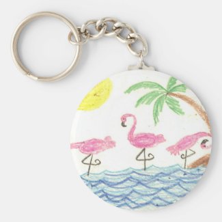 Wading Flamingos Keychain
