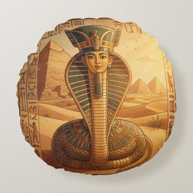 Wadjet – Ägyptische Schlangengöttin´4 Round Pillow (Front)