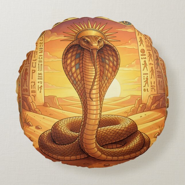 Wadjet – Egyptian Cobra Goddess´1 Round Pillow (Front)