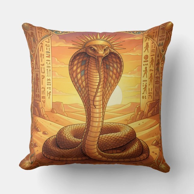 Wadjet – Egyptian Cobra Goddess´1 Throw Pillow (Front)