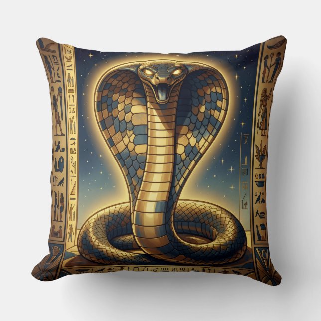 Wadjet – Egyptian Cobra Goddess´3 Throw Pillow (Front)