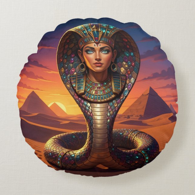 Wadjet – Egyptian Cobra Goddess´7 Round Pillow (Front)