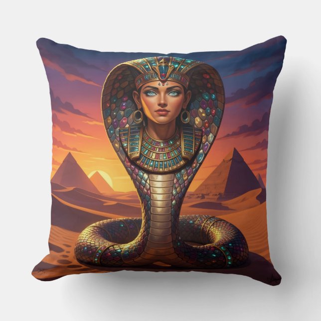 Wadjet – Egyptian Cobra Goddess´7 Throw Pillow (Front)